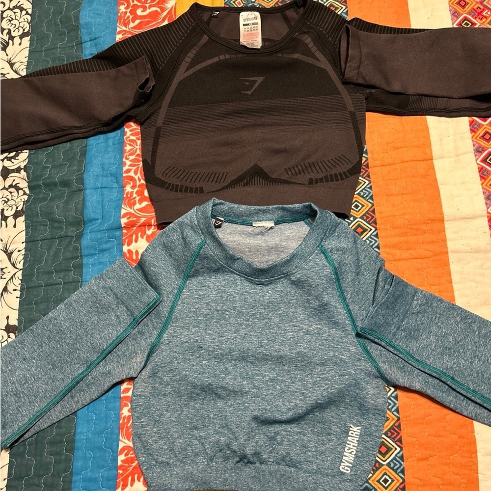 Gymshark Black and Blue Compression Top XS